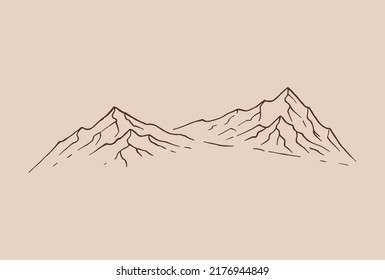 Mountains. Hand drawn rocky peaks. Vector illustration.