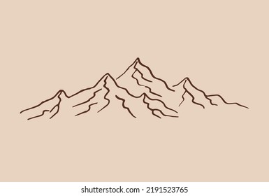 Mountains. Hand drawn rocky peaks. Vector illustration.