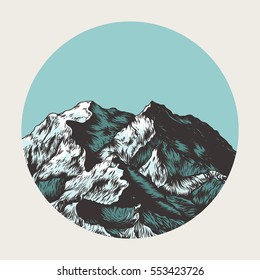 Mountains. Hand drawn vector illustration