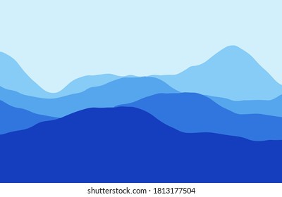 Mountains in the haze at sunset - Vector illustration
