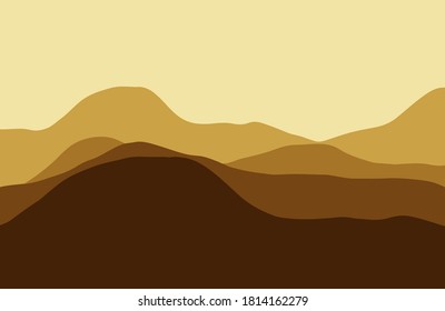 Mountains in the haze at sunset - Vector illustration