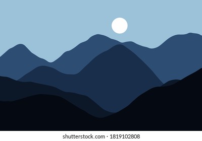 Mountains in the haze at sunset - Vector illustration
