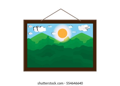 The mountains high noon landscape. vector and illustrator