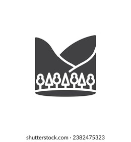 Montañas y árboles de bosque icono vectorial. signo plano relleno para concepto móvil y diseño web. Icono de glifo de paisaje natural. Símbolo, ilustración del logotipo. Gráficos vectoriales