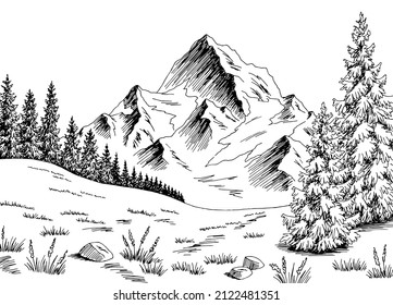 Mountains Hill Graphic Black White Landscape Stock Vector (Royalty Free ...