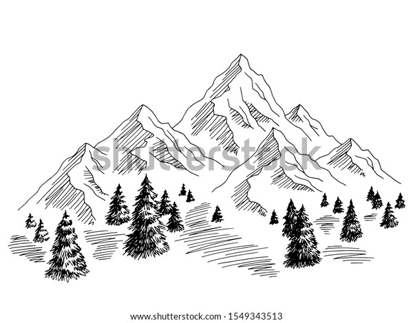 Mountains Hill Graphic Black White Landscape Stock Vector (Royalty Free ...