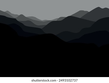 mountains and hill panorama vector illustration.