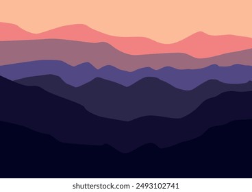 mountains and hill panorama vector illustration.