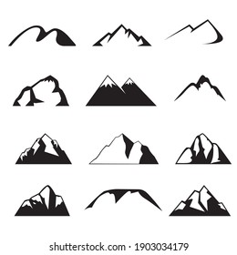 Mountains Hill, Rocks And  Peak. Silhoutte Icon Mountains Vector. For Logo Icon 