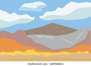 Mountains and hills landscape background.  Vector illustration.