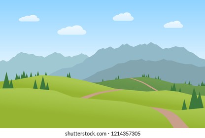 mountains and hills landscape flat design