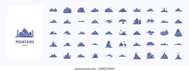 Mountains and hills landscape, including icons like Block Mountain, Fell, Hill,  and more