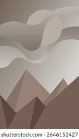 Mountains, hills and pine trees in foreground. Panoramic nature view.