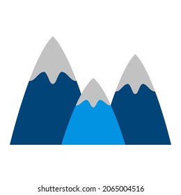 Mountains or hills, snowy peaks icon. Highlands designation, design element, site, game. Simple vector illustration in flat style.