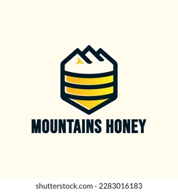 Montañas diseño del logotipo de abejas