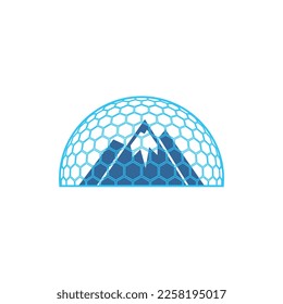 Mountains with honey hives dome security protection logo design	
