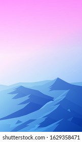 Mountains horizon hills Natural silhouettes in the evening Sunrise and sunset Landscape wallpaper Illustration vector style Colorful view background