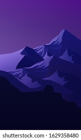 Mountains horizon hills Natural silhouettes in the evening Sunrise and sunset Landscape wallpaper Illustration vector style Colorful view background