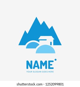 The mountains and house. Vector logo design. Business concept icon.