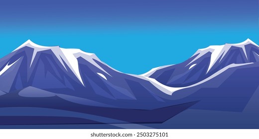 Mountains, ice montain top with blue sky, river illustration. Vector island landscape illustration. HD wallapaper Vector Design EPS10