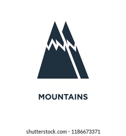 Mountains icon. Black filled vector illustration. Mountains symbol on white background. Can be used in web and mobile.