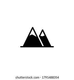 Mountains icon in black flat glyph, filled style isolated on white background