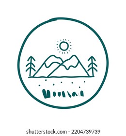 mountains icon in cartoon style. vector illustration