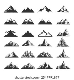 Mountains icon design black and white color
