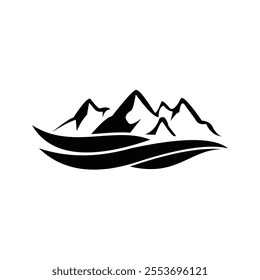 Mountains icon design black and white color
