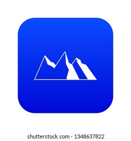 Mountains icon digital blue for any design isolated on white vector illustration