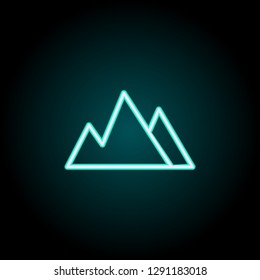 the mountains icon. Elements of Navigation in neon style icons. Simple icon for websites, web design, mobile app, info graphics
