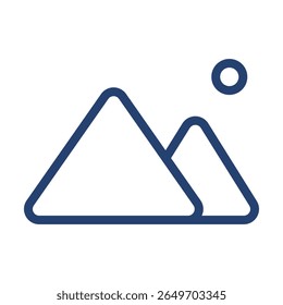 Logotipo de contorno de ilustración plana de icono de montañas