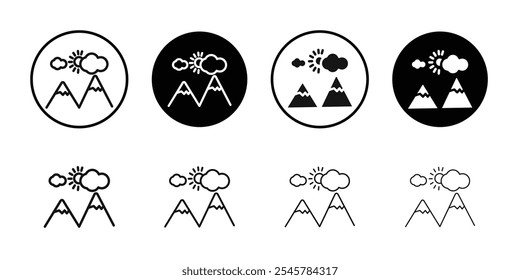 Mountains icon flat line symbol set.