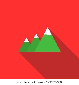 Mountains icon, flat style