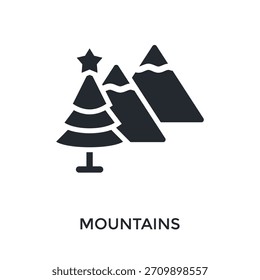 Estilo de glifo de icono de montañas. Ilustración vectorial Para El Diseño gráfico