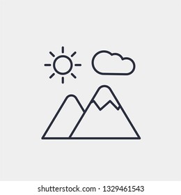 Mountains icon isolated on background. Landscape symbol modern, simple, vector, icon for website design, mobile app, ui. Vector Illustration