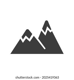 Mountains Icon Isolated on Black and White Vector Graphic