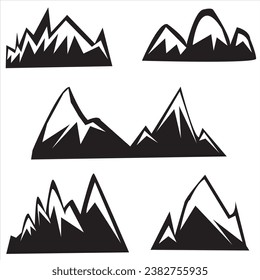 Mountains icon isolated on white background Vector Image Mountain silhouette - icon. Rocky peaks. Mountains ranges. Black and white mountain icon Stock, Icon PNG Images With Transparent background