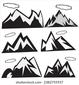 Mountains icon isolated on white background Vector Image Mountain silhouette - icon. Rocky peaks. Mountains ranges. Black and white mountain icon Stock, Icon PNG Images With Transparent background