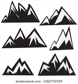 Mountains icon isolated on white background Vector Image Mountain silhouette - icon. Rocky peaks. Mountains ranges. Black and white mountain icon Stock, Icon PNG Images With Transparent background