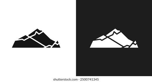 Mountains icon line art vector