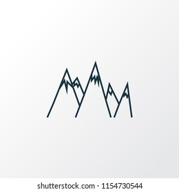 Mountains icon line symbol. Premium quality isolated peak element in trendy style.