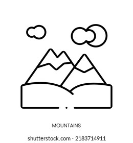 mountains icon. Linear style sign isolated on white background. Vector illustration