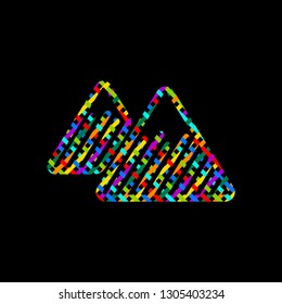 Mountains icon. Linear style with thin outline