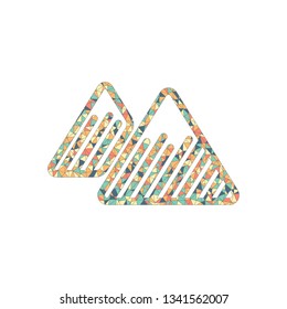 Mountains icon. Linear style with thin outline. Colored mosaic with polygons