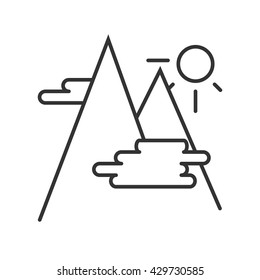 Mountains icon or logo line art style. Vector Illustration.