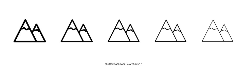 Logotipo de icono de montañas en líneas de trazo colección