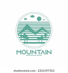 Mountains icon logo suitable for company or community logos related to mountain climbing and nature conservation.