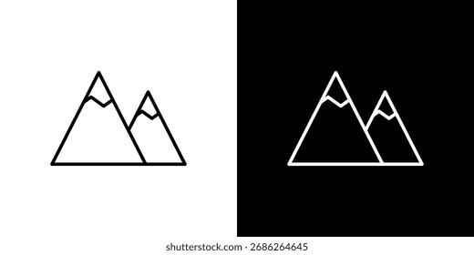 Icono de las montañas diseños de Vector del logotipo. icono fijado en trazos blancos y negros