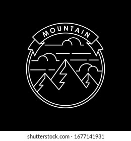 Icono de las montañas ilustración vectorial. Diseño vectorial de diseño de emblema de montaña de época. Dibujo vectorial del logo Mountains Line Art para Outdoor Adventure.